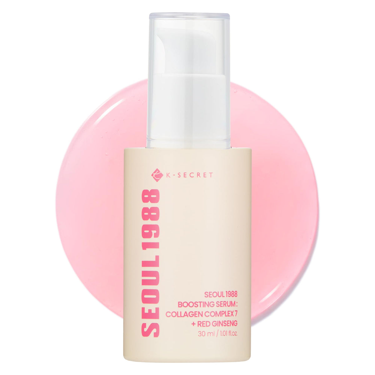 K-SECRET Seoul 1988 serum bottle close-up for hydrated, radiant skin
