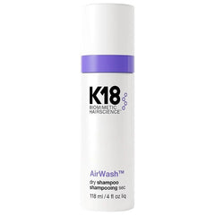 K18 AirWash Dry Shampoo bottle front view for on-the-go freshness.