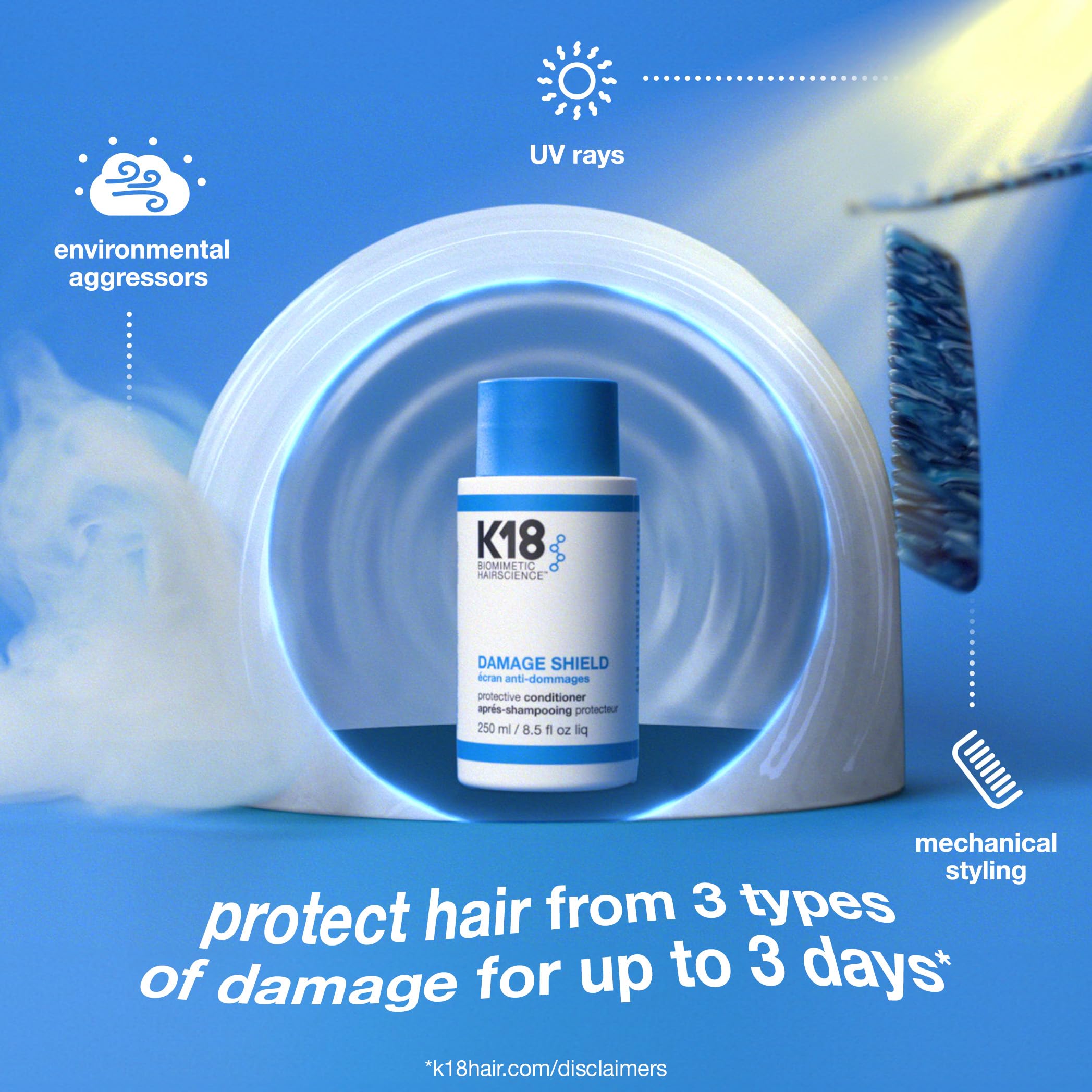 K18 Damage Shield hair after-use shine reveals smooth, glossy results without heaviness.