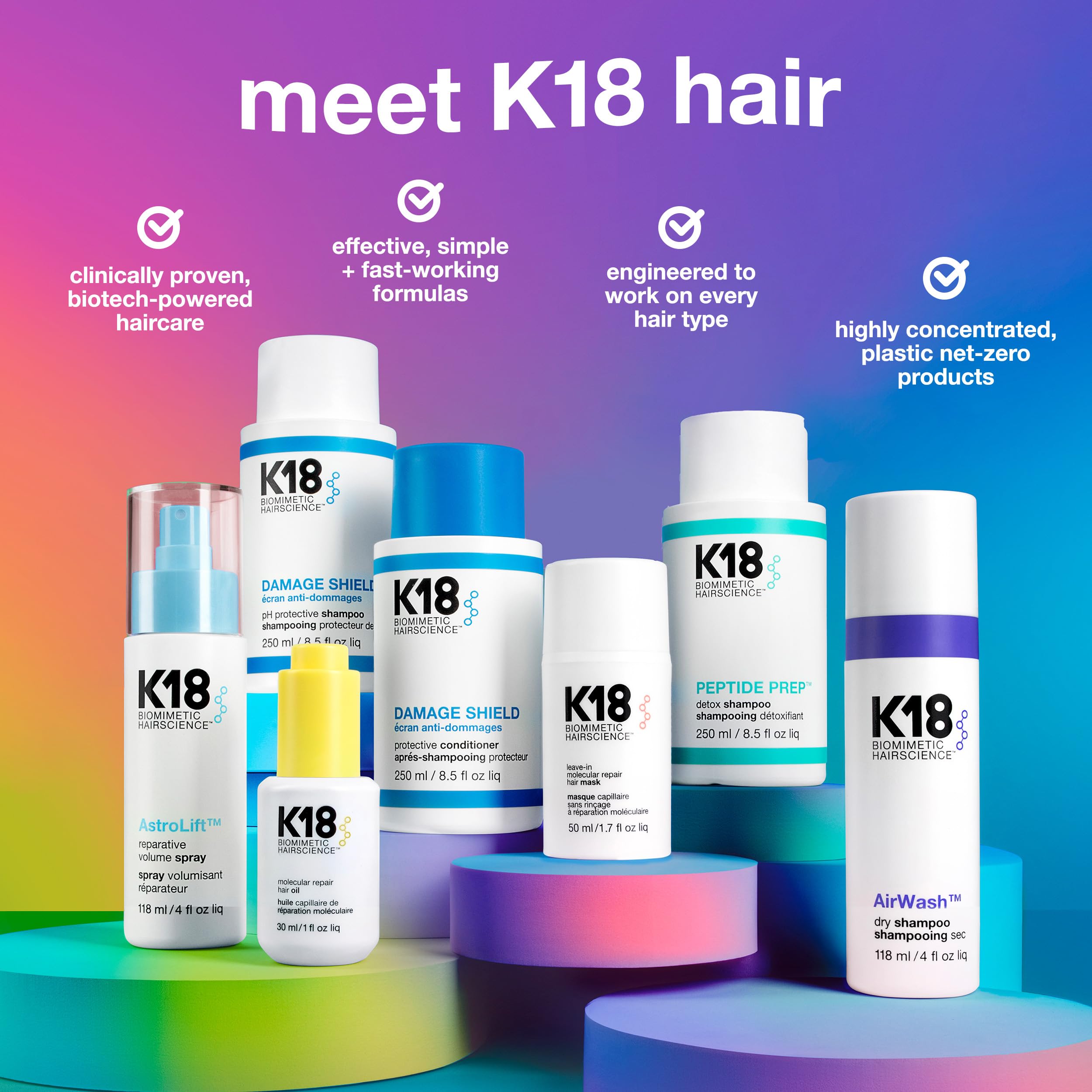K18 peptide boost visual suggesting protein preservation for strong, healthy hair.