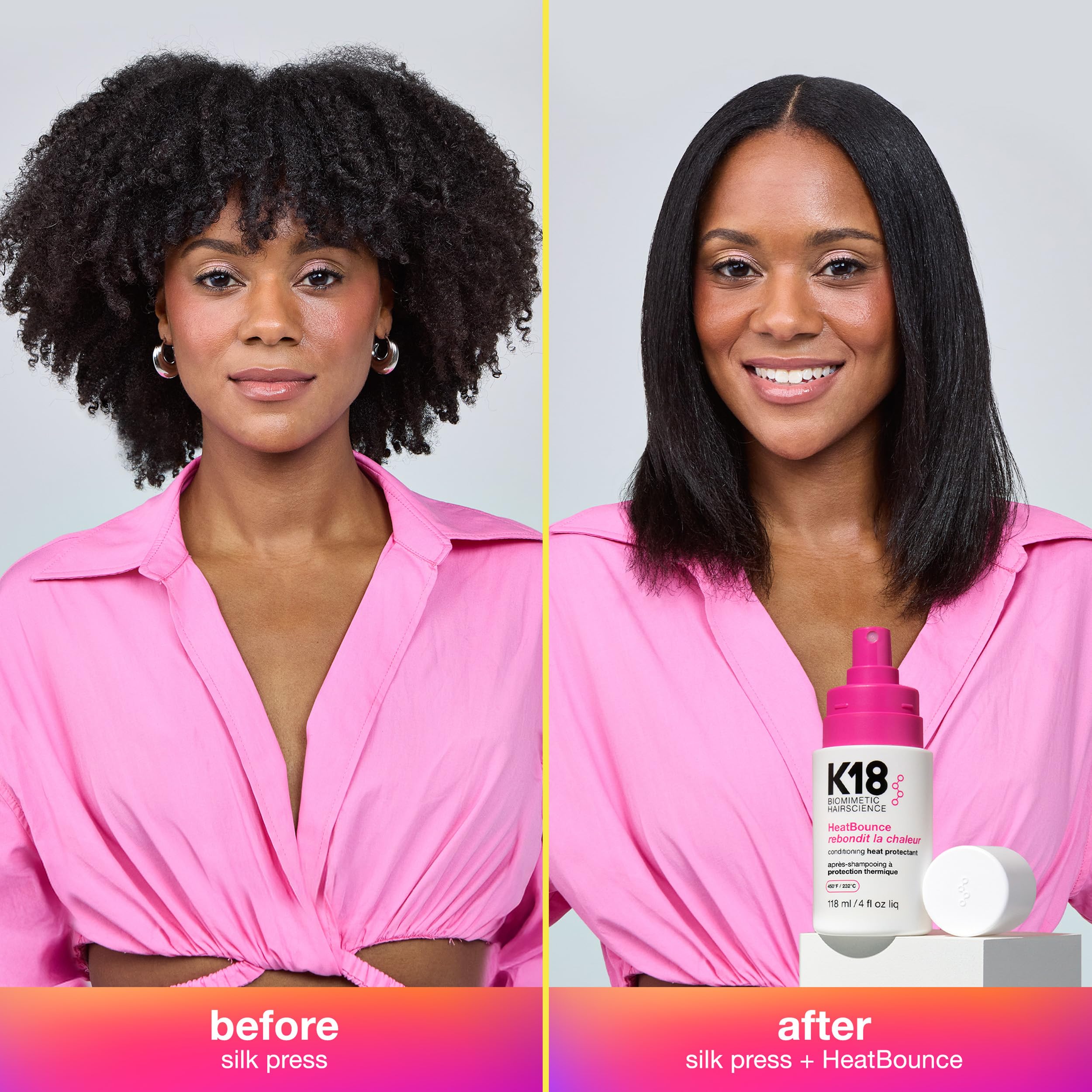 K18 HeatBounce extensions usage demonstrates compatibility with hair extensions.