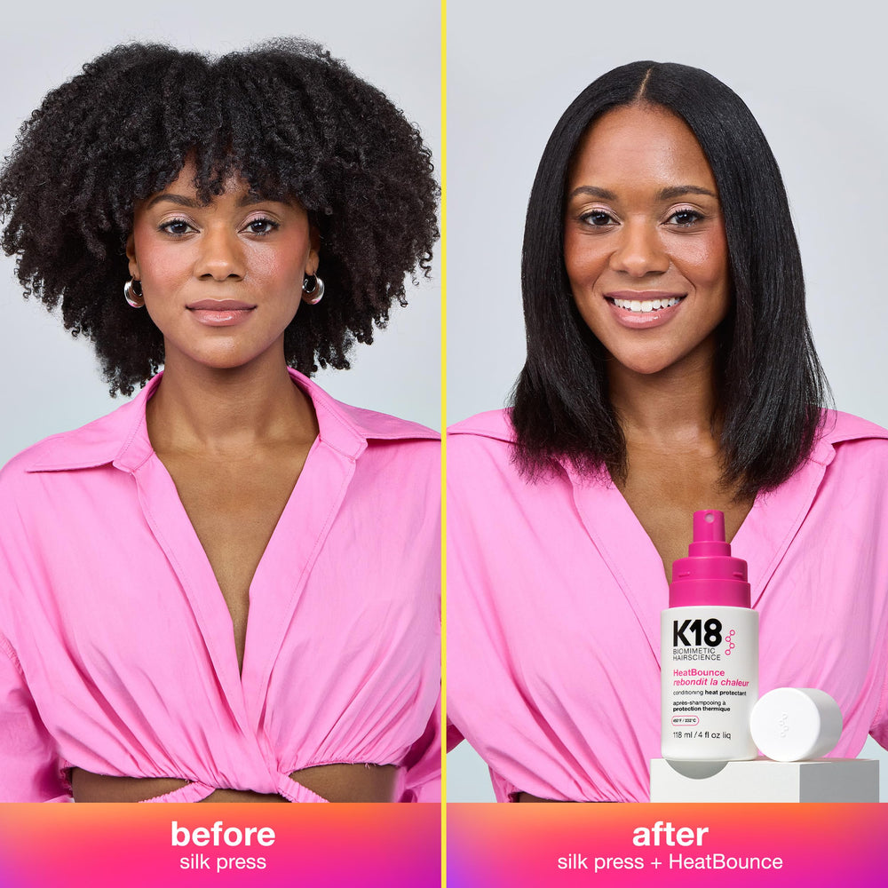 K18 HeatBounce extensions usage demonstrates compatibility with hair extensions.