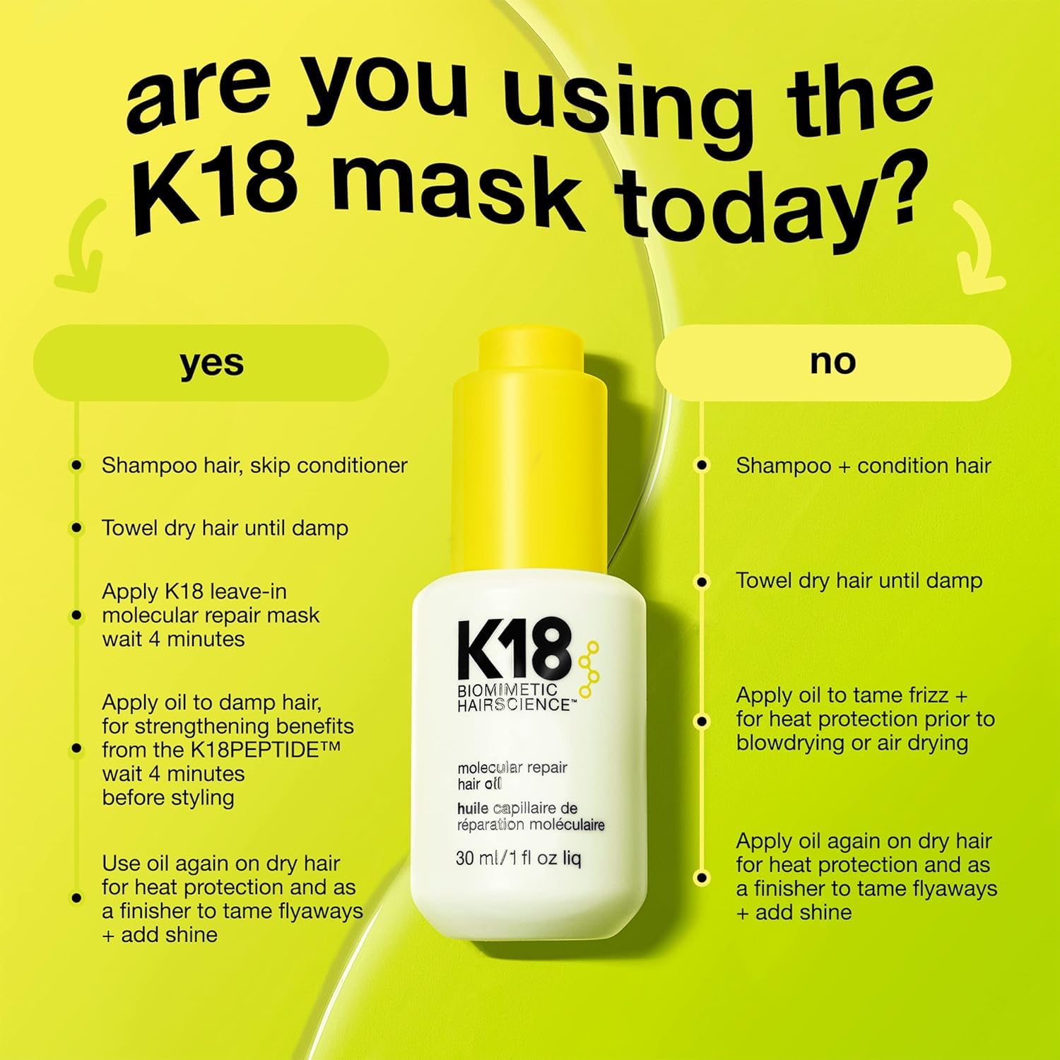 K18 Molecular Repair Hair Oil silicone-free formula providing weightless care