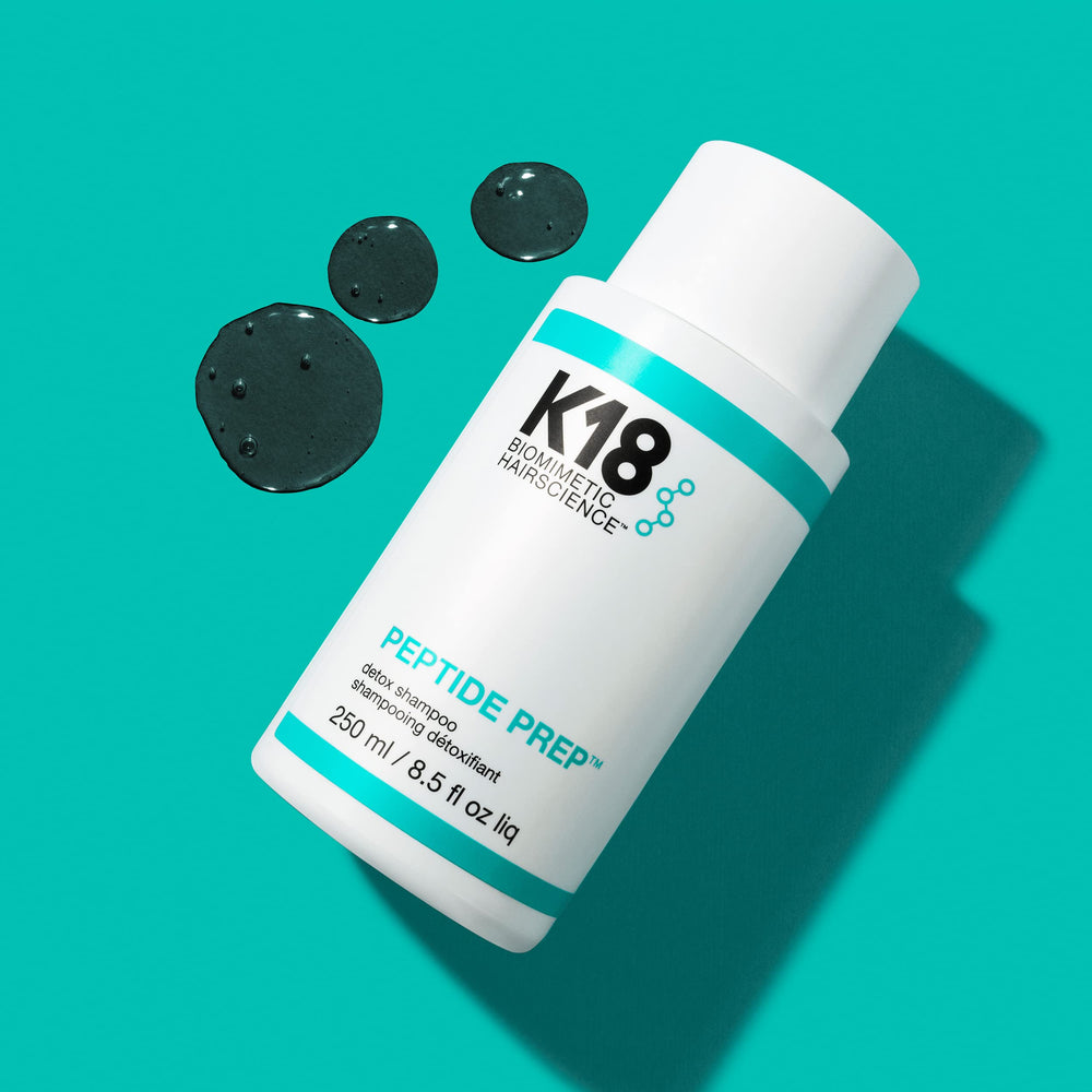 K18 PEPTIDE PREP Detox foam lather demonstrates gentle cleansing of buildup and oils.