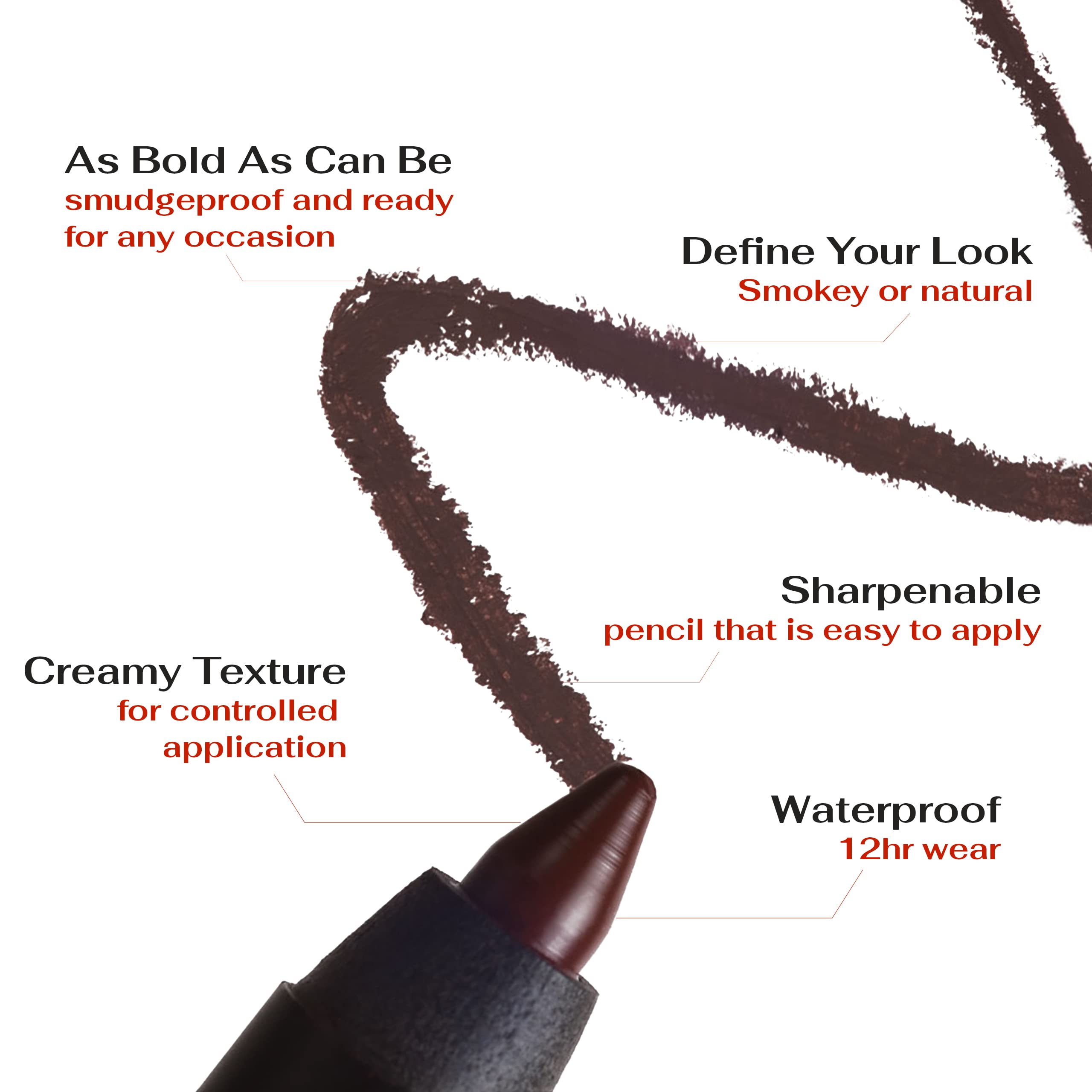 K7L Dark Brown Eyeliner pencil tip close-up highlights smooth, precise application.