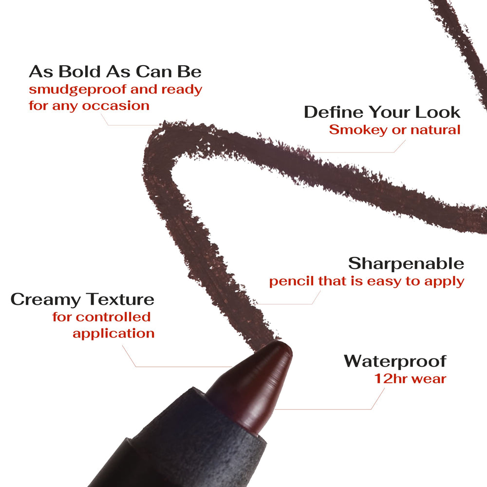 K7L Dark Brown Eyeliner pencil tip close-up highlights smooth, precise application.