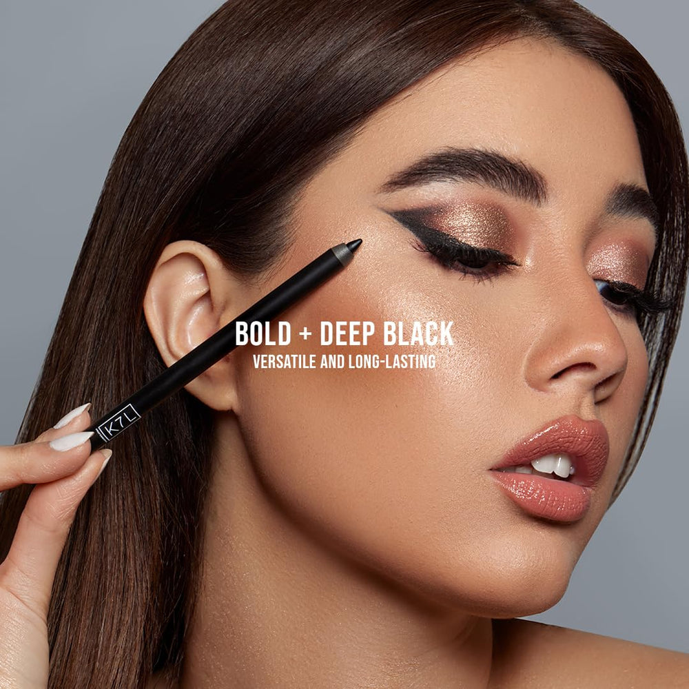 K7L Deep Black Eyeliner adds definition for natural or dramatic looks with a bold black.