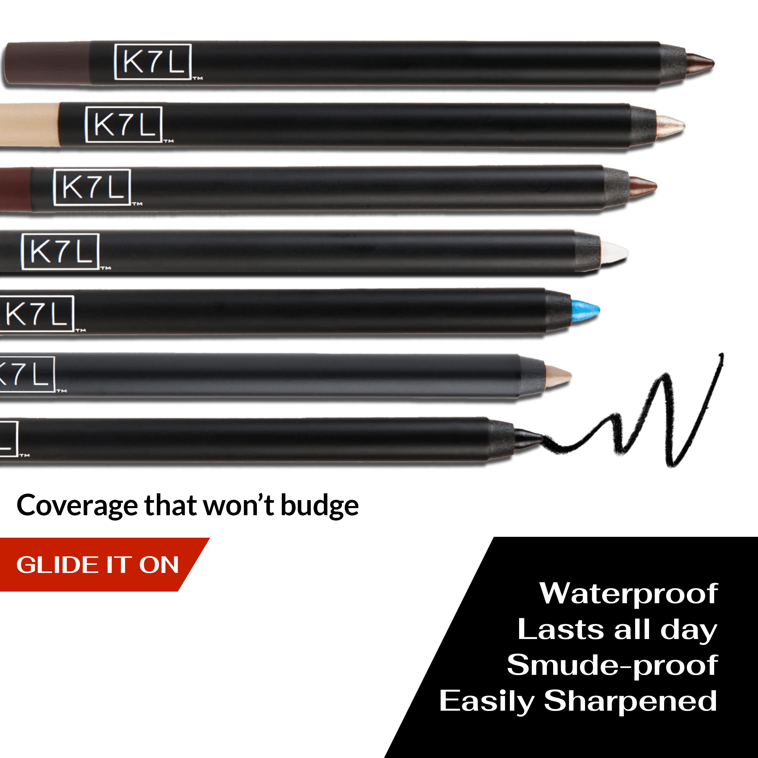 K7L White Eyeliner Waterline waterproof formula offers reliable wear despite workouts or tears moments