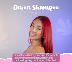 Kaba Red Onion Shampoo with scalp massage scene, implying refreshing scalp care