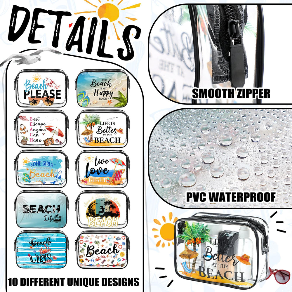 Kacctyen clear pouch open view highlights multi-use interior for cosmetics or toiletries.
