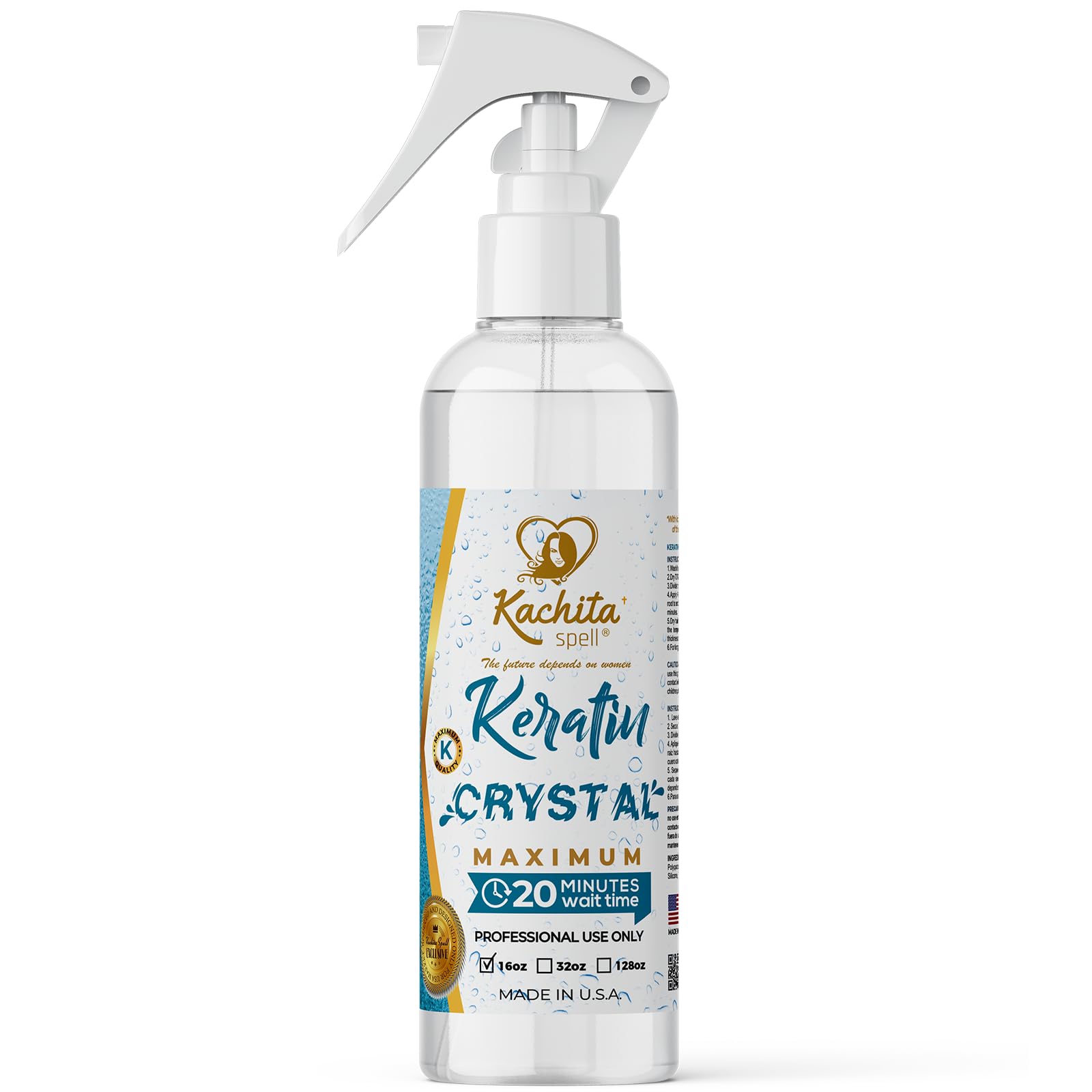 Kachita Spell Keratin Crystal Maximum bottle pour demonstrates easy professional application
