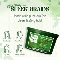 KAGA Neatbraid gel application shows smooth, non-flaking styling for braids and buns.