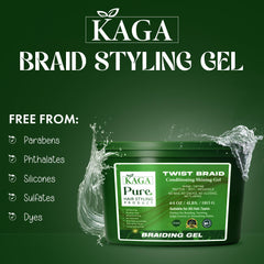 KAGA Neatbraid gel used for braids and twists offers long-lasting styling.