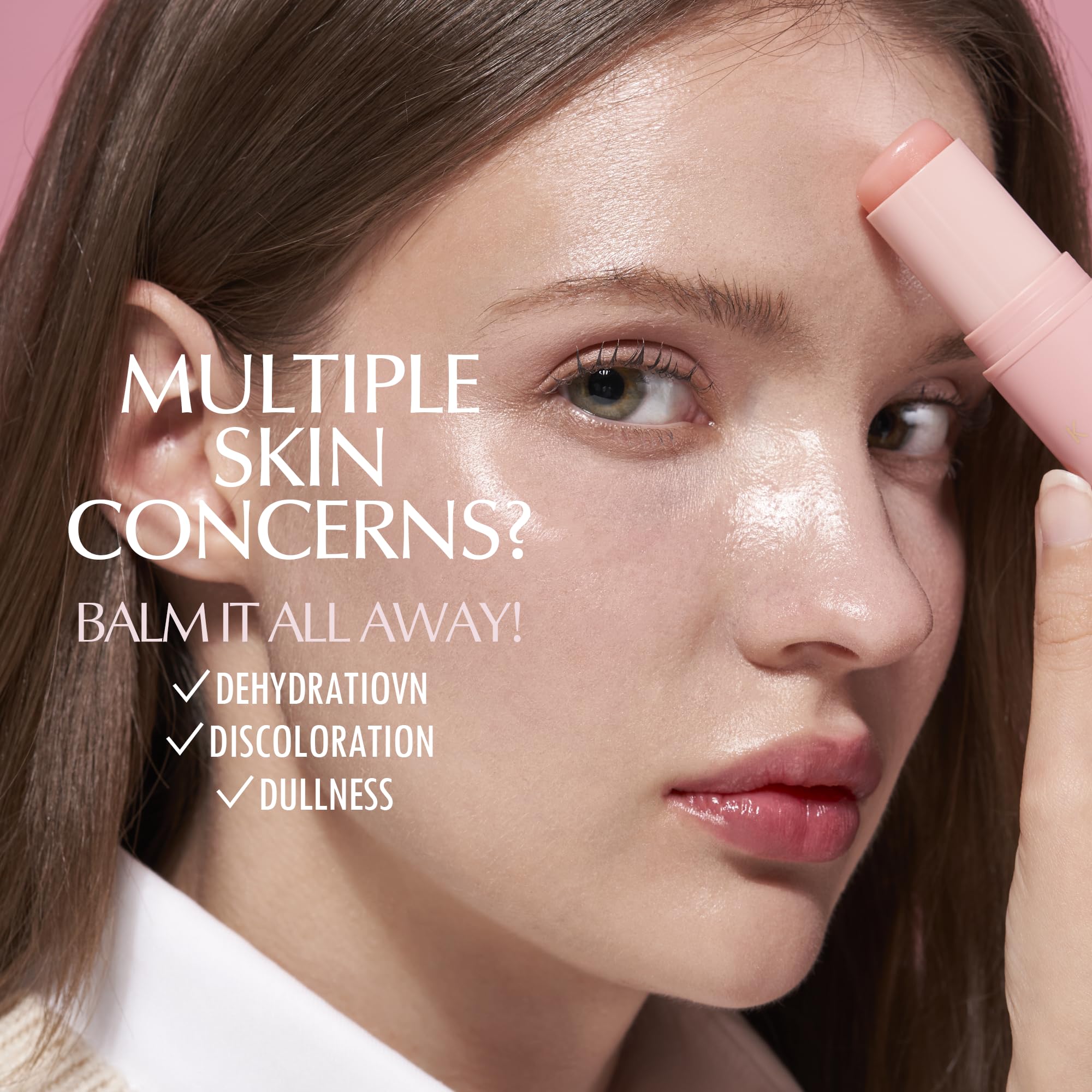KAHI Collagen Balm Stick used as a lightweight makeup base for a fresh look