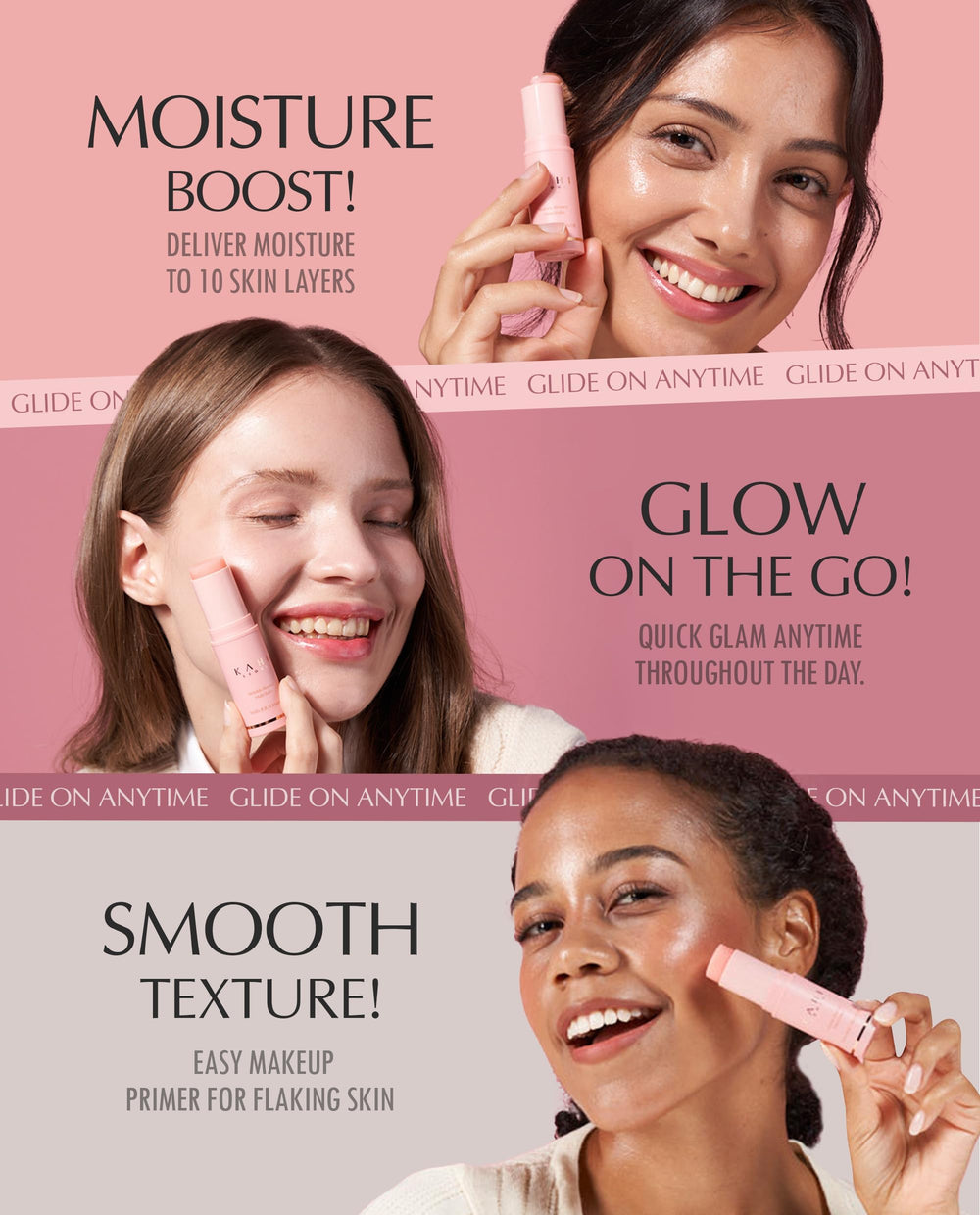 KAHI Collagen Balm Stick on lips delivers natural moisture and shine