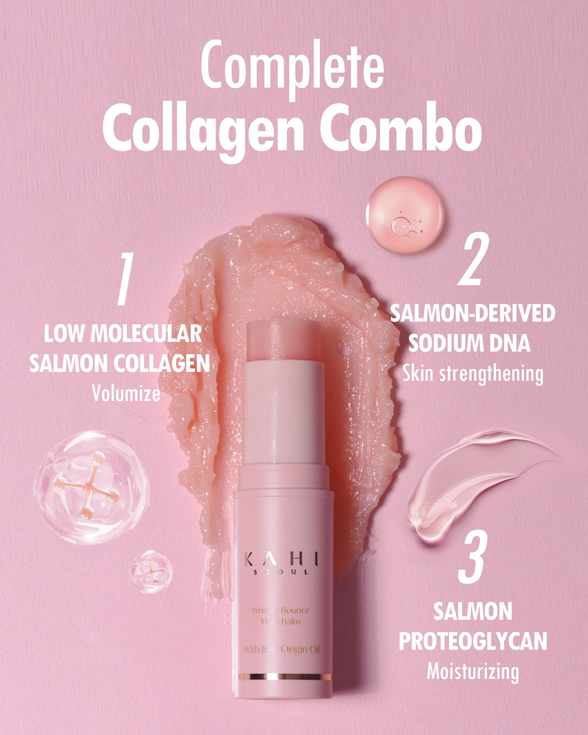 KAHI Collagen Balm Stick texture close-up highlights creamy, hydrating formula