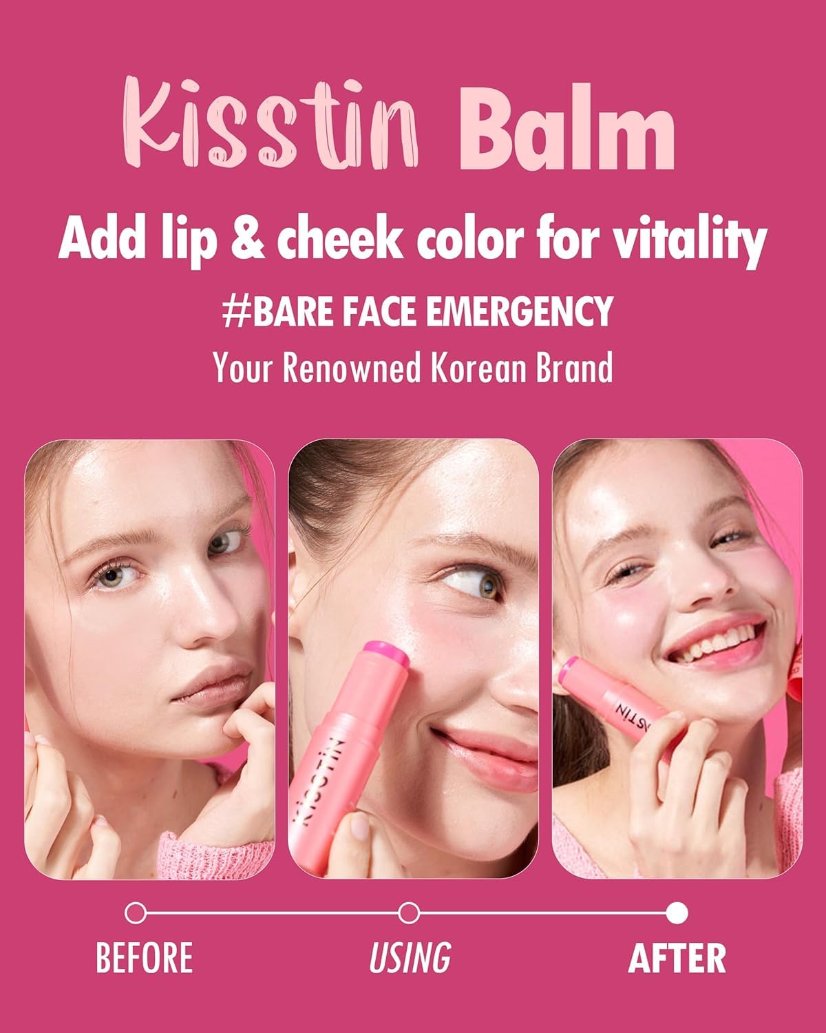 KAHI Kisstin Balm application close-up showing smooth texture for easy touch-ups.