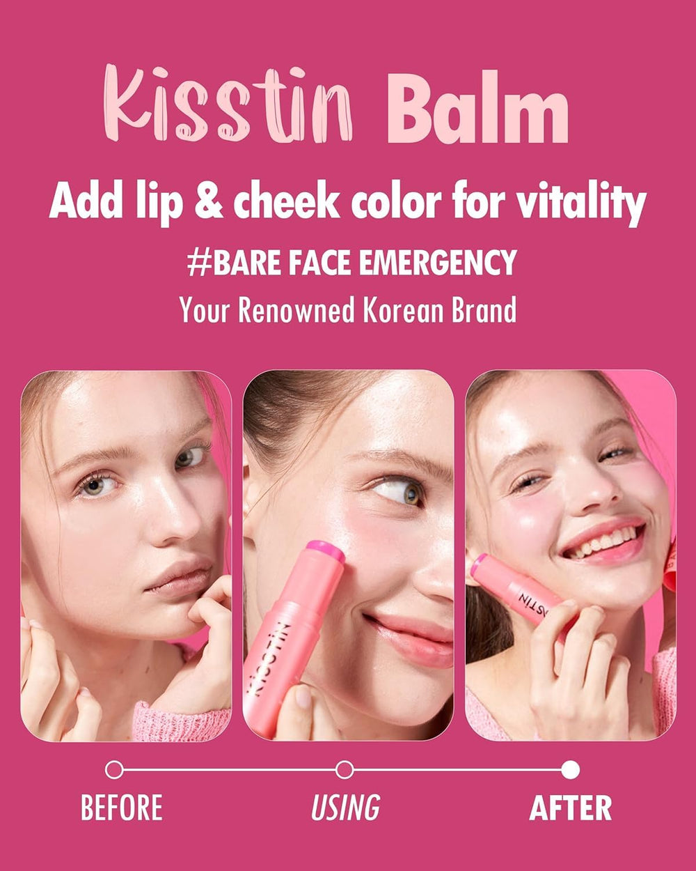 KAHI Kisstin Balm application close-up showing smooth texture for easy touch-ups.