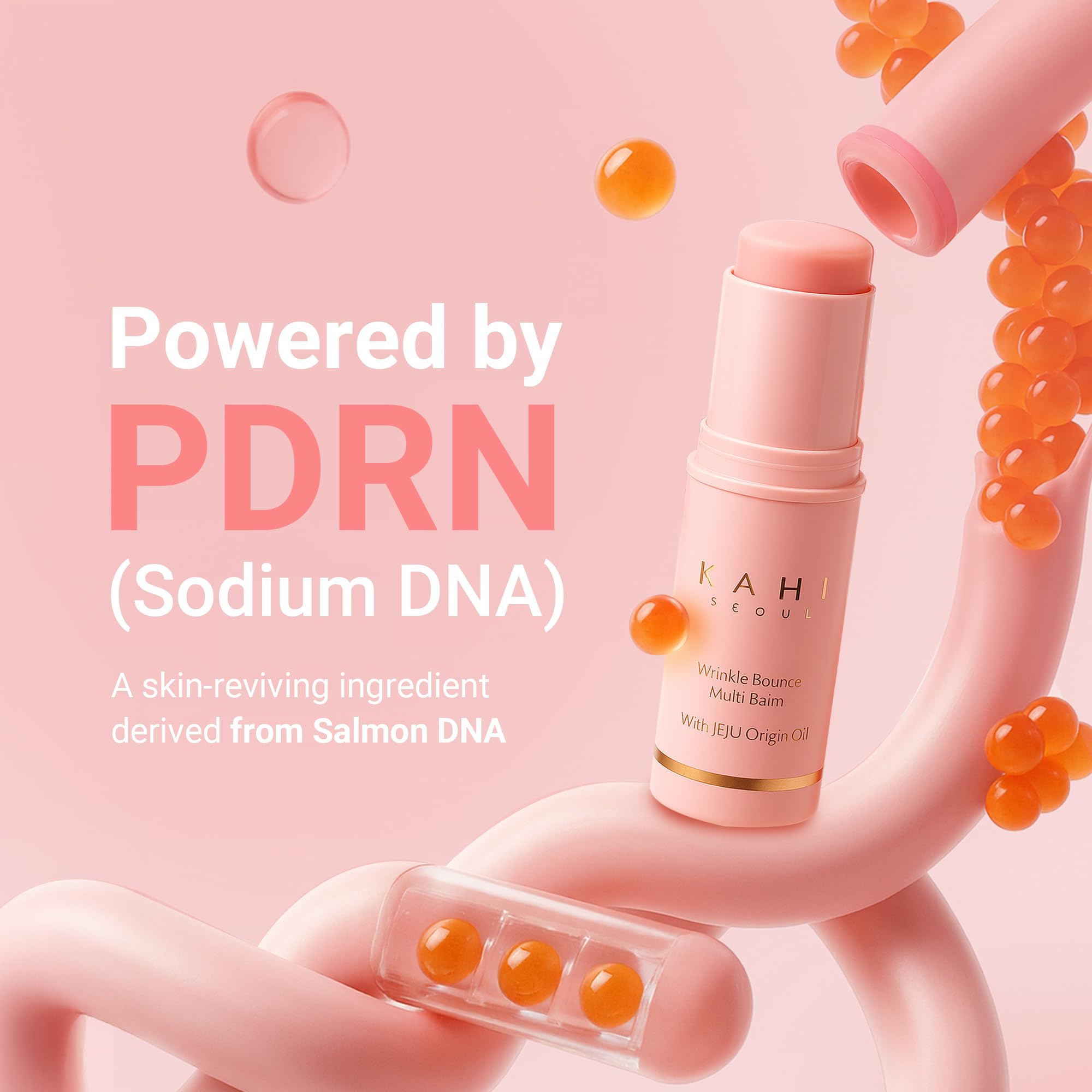 KAHI Wrinkle Bounce with salmon-derived DNA emphasizes nourishing skincare.