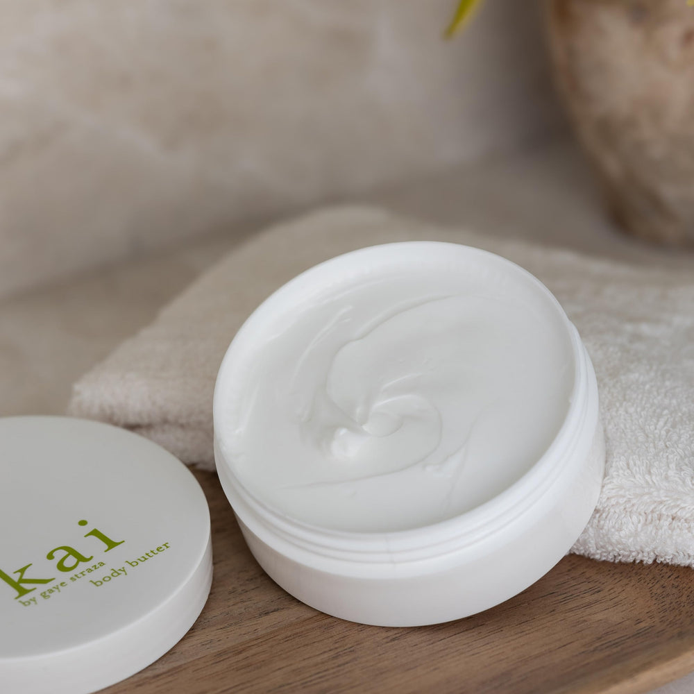 Kai Body Butter nourishing-blend bottle highlights shea and botanical oils for softness.
