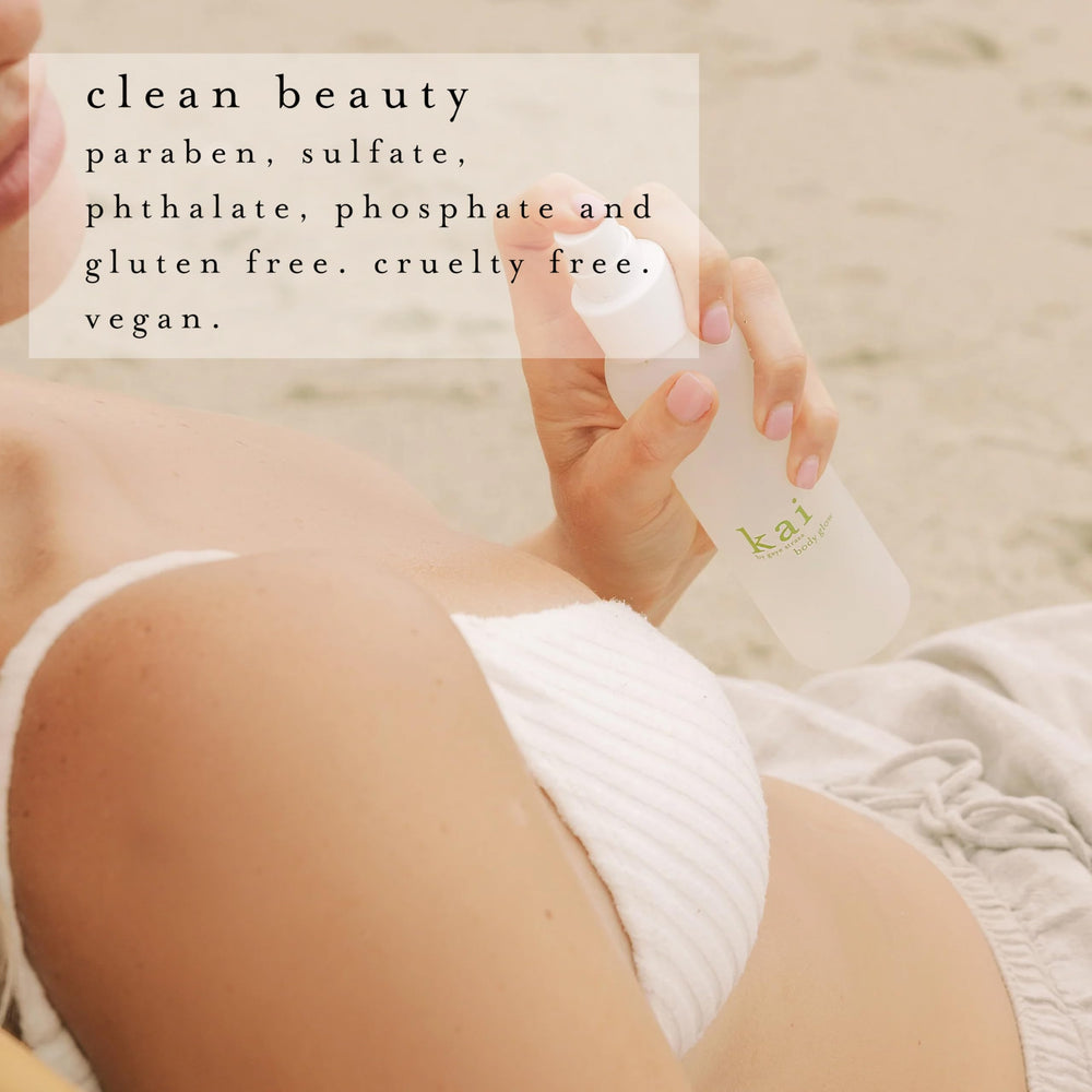 Kai Body Glow reveals a soft, radiant finish on skin.