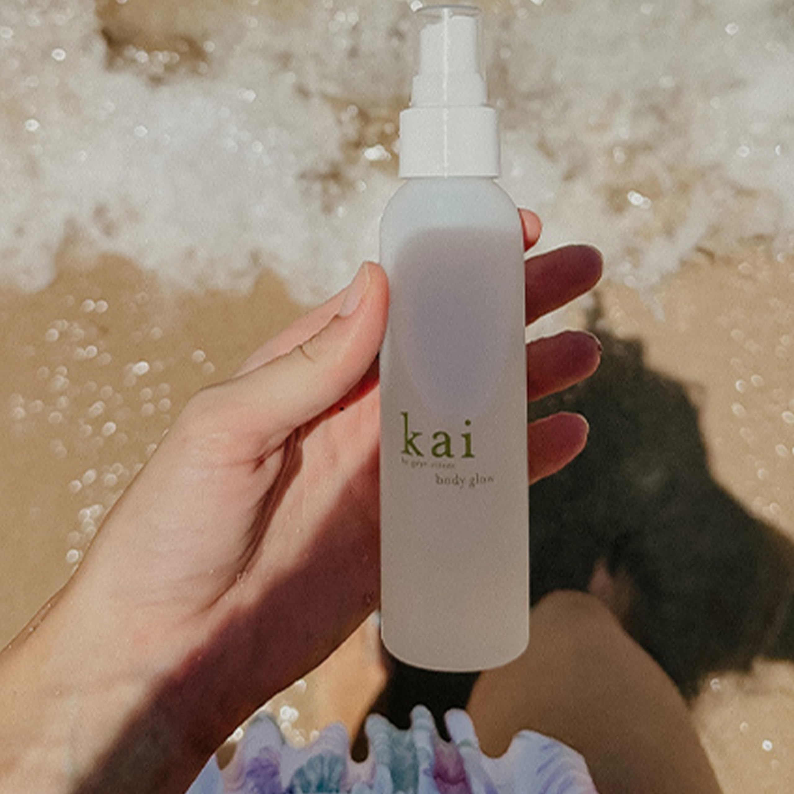 Close-up of Kai Body Glow Rose texture highlights silky, non-greasy finish.
