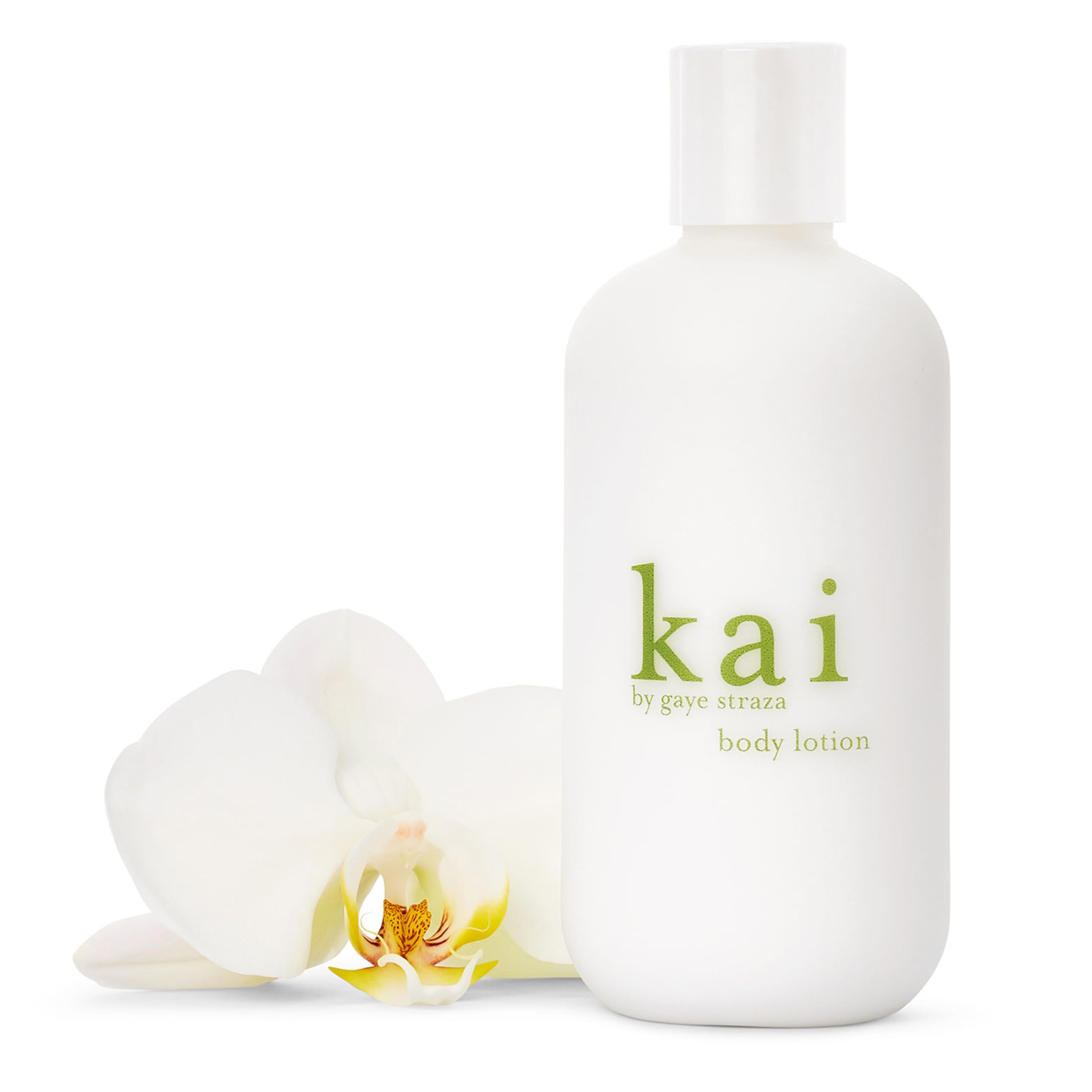 Kai body lotion 8oz bottle front view highlights lightweight hydration for daily moisturization.