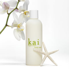 kai body wash foam texture close-up, rich hydrating lather for skin comfort.