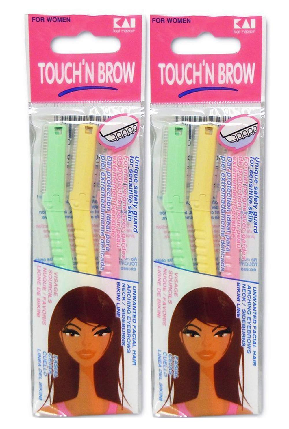 KAI Touch N Brow Eyebrow Razor handle closeup showing ergonomic grip for precise shaping