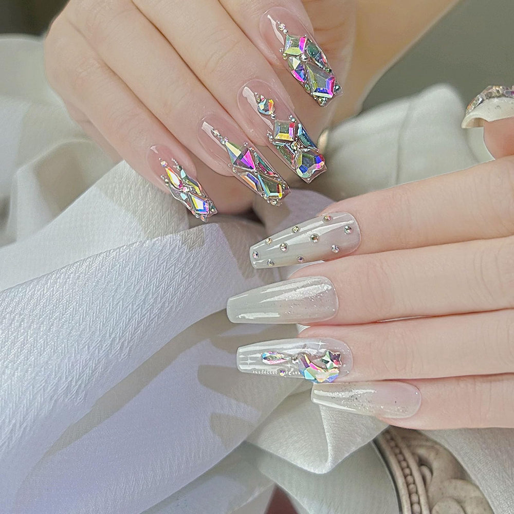 Kaipheiquan flat-back rhinestones showcase versatile shapes perfect for specialty nail designs.