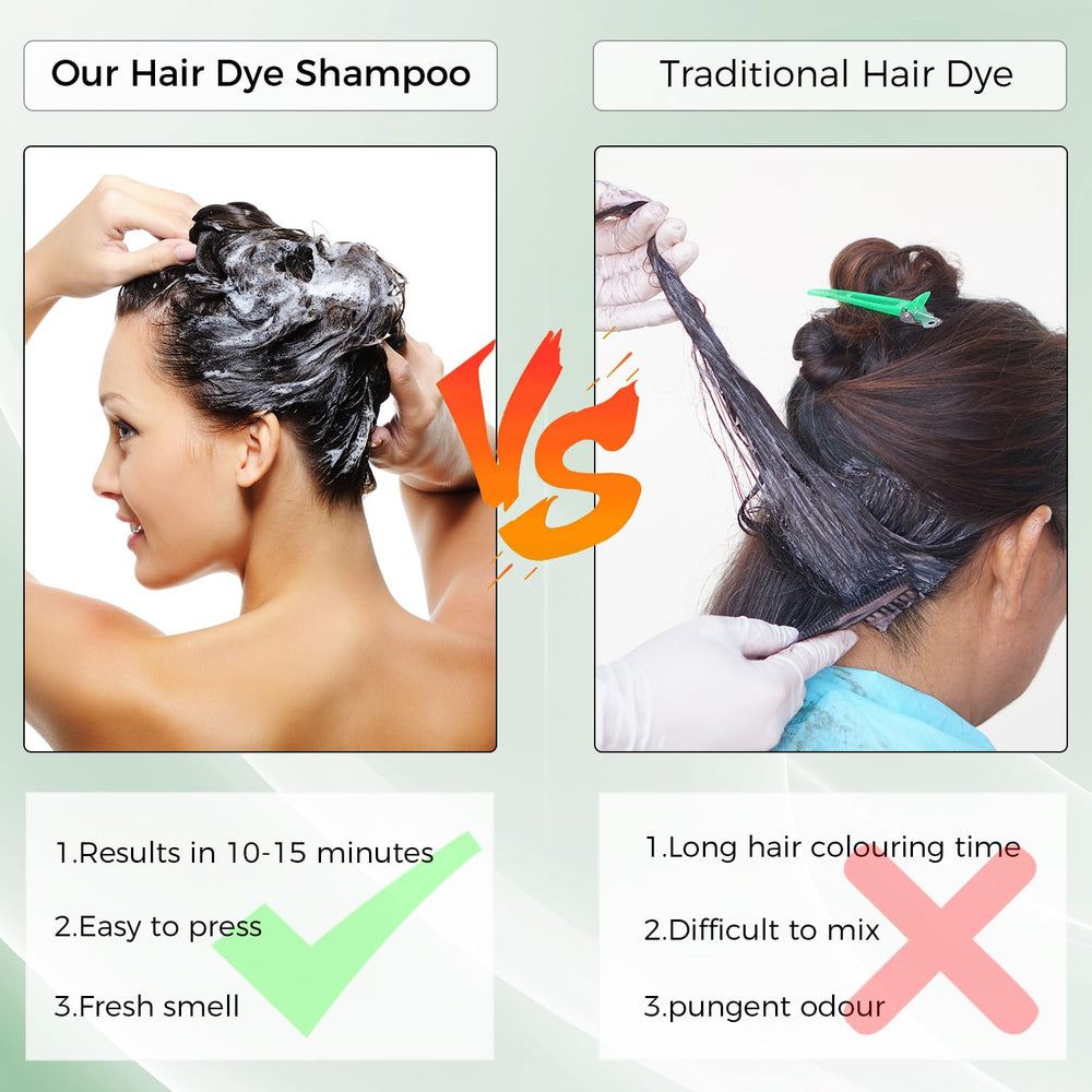 KAISASA Brown Hair Dye Shampoo herbal ingredients bottle highlights argan and botanicals