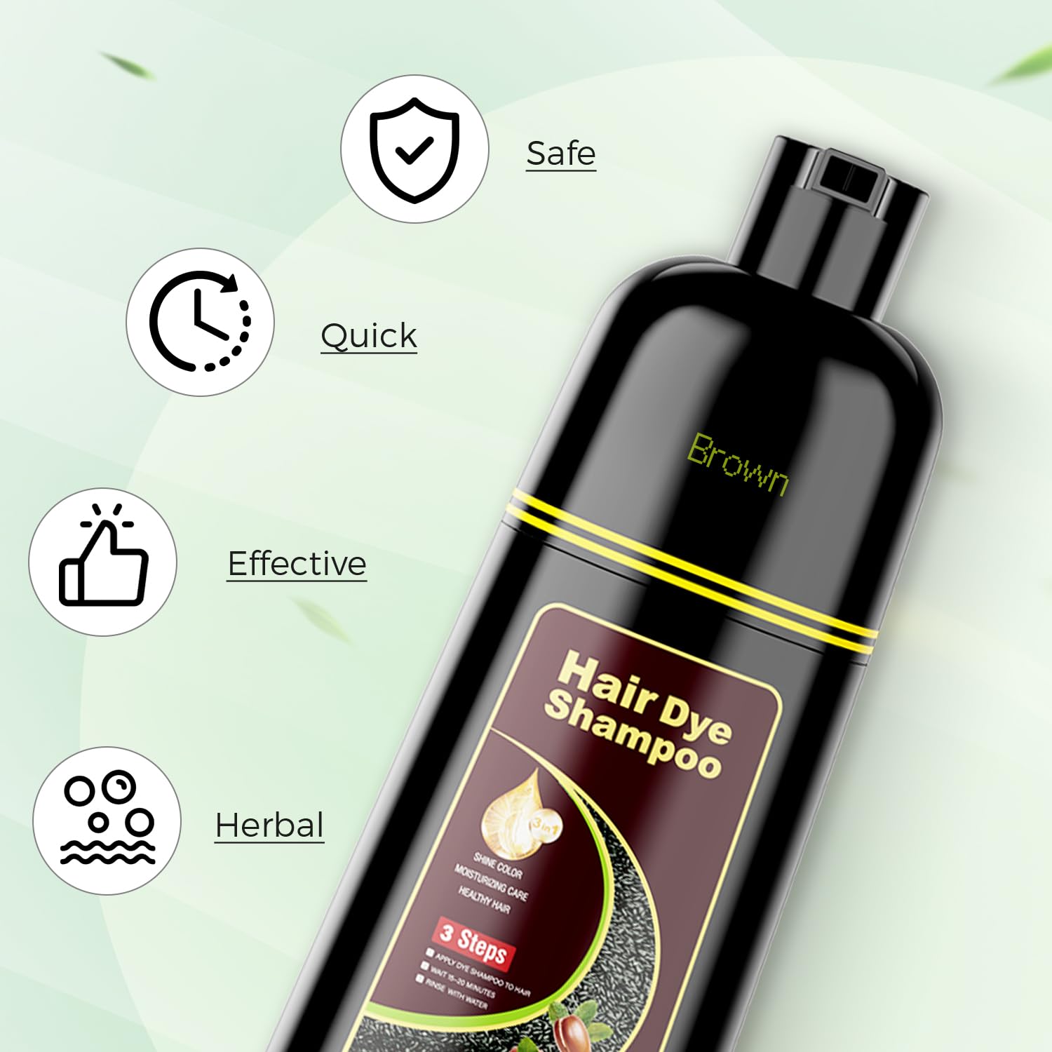 KAISASA Brown Hair Dye Shampoo suitable for both men and women in daily color care