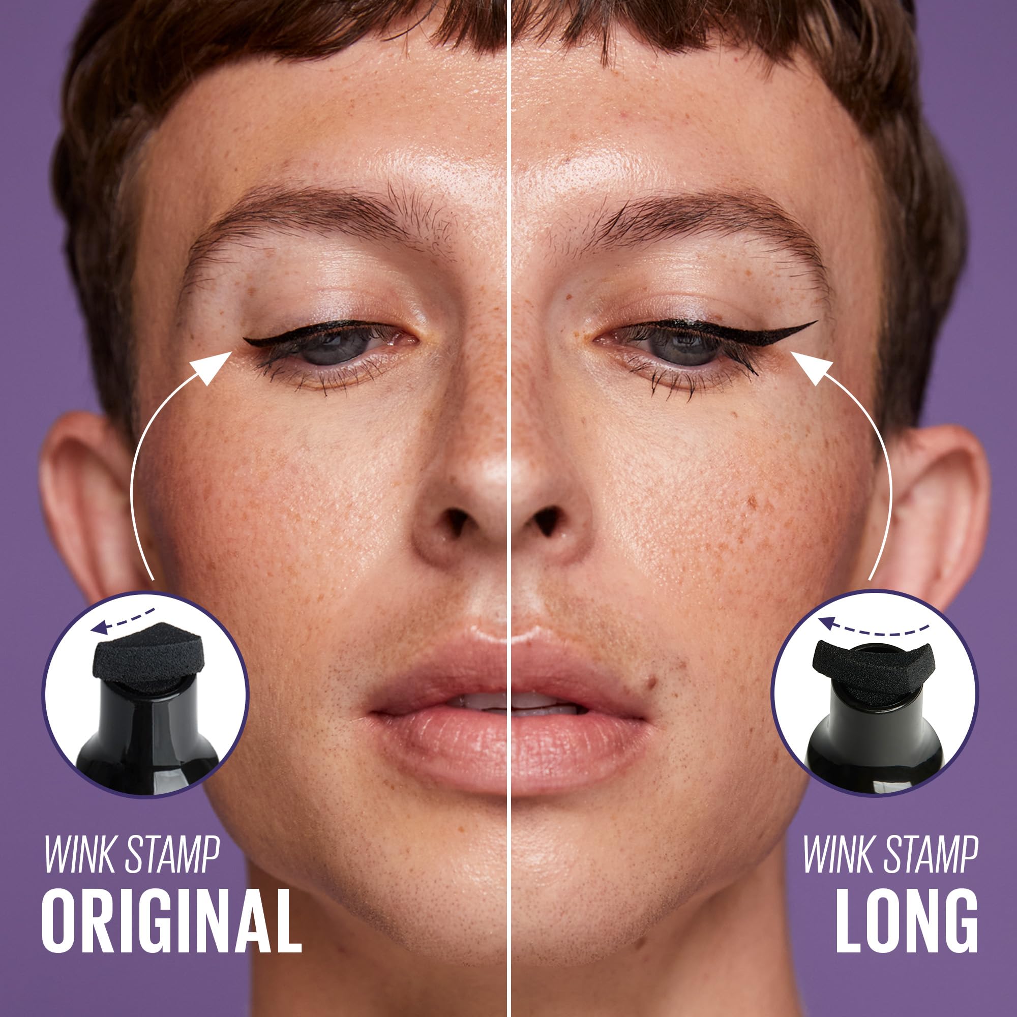 Kaja cat-eye-look result showcases sleek wing and bold matte finish.