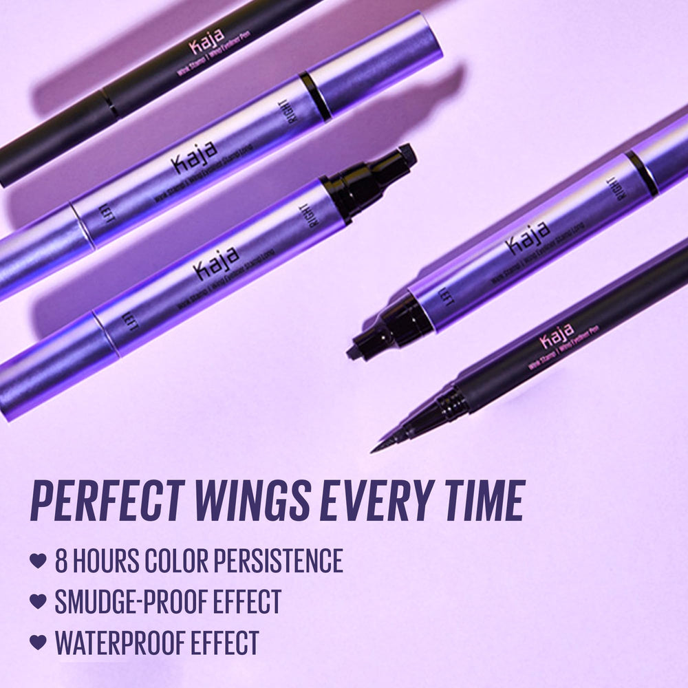 Kaja Wink Stamp Long dual-ended pen highlights precision wing for confident application.