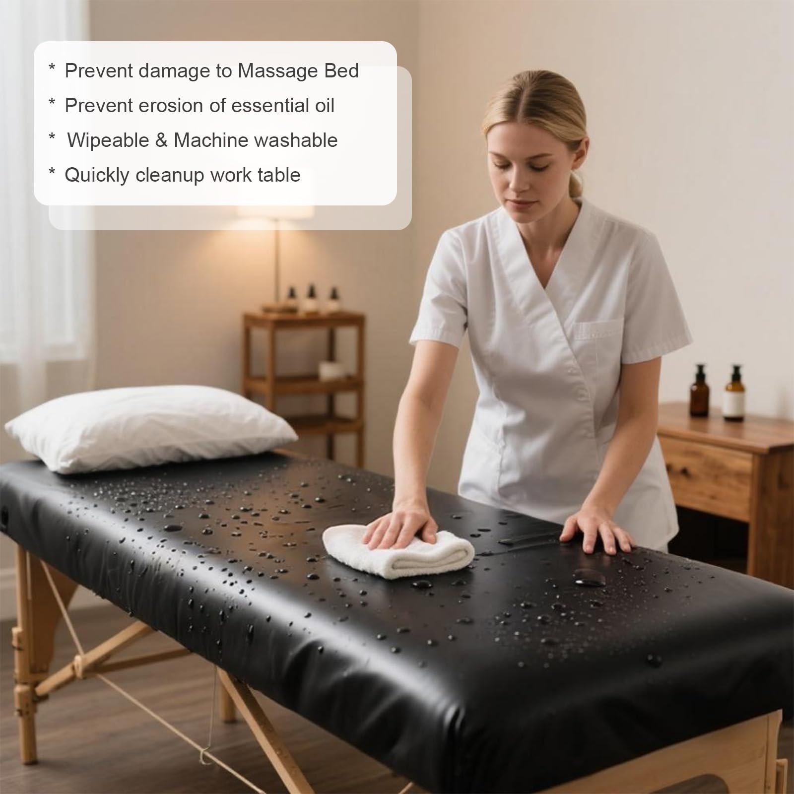 KAKU HOME wash-and-wear esthetician bed cover laid on a table