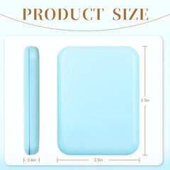 Kakuje compact mirror blue side view; slim profile for purse storage.