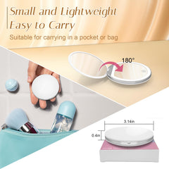 Kakuje lighted pocket mirror with USB power keeps makeup flawless without battery changes.