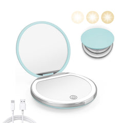 Kakuje Compact Mirror with Light, front view for on-the-go touch-ups.