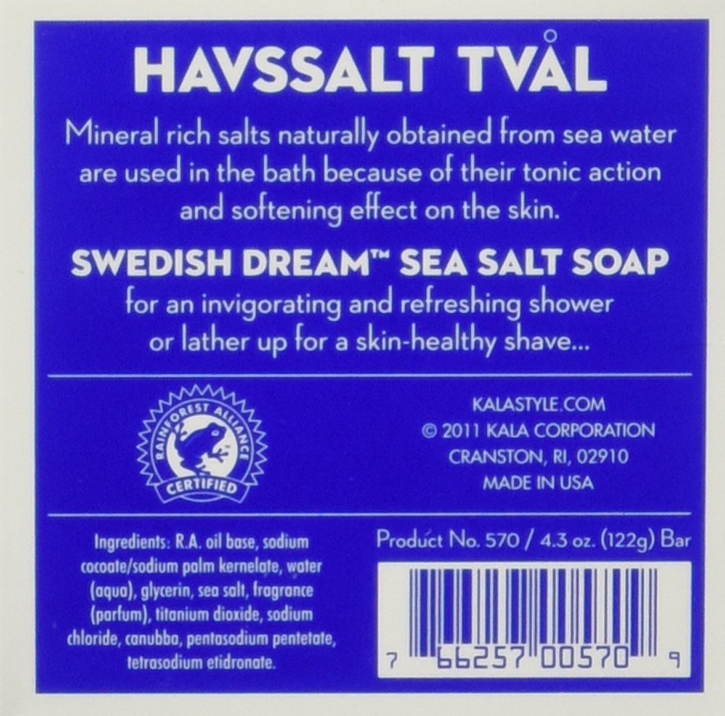 Kala Swedish Dream Sea Salt Soap Set bars on a shower shelf for an invigorating, spa-like cleanse