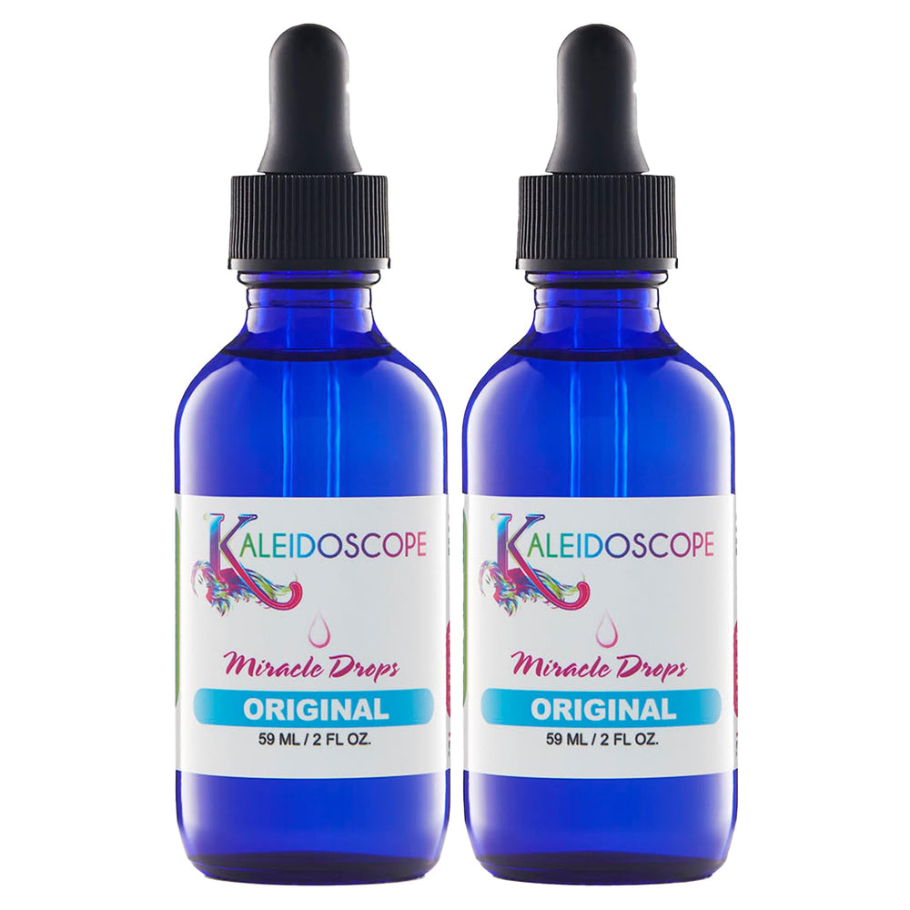 Kaleidoscope Miracle Drops bottle pour showing a cooling scalp oil for refreshed feel.