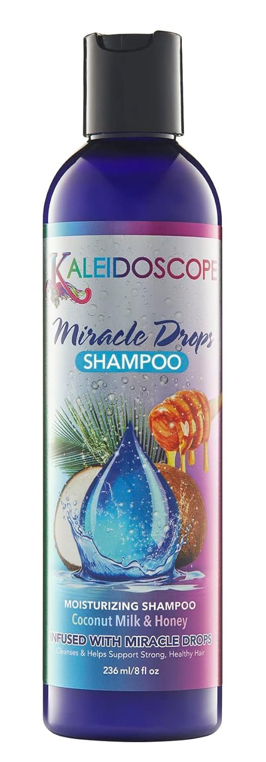 KALEIDOSCOPE MIRACLE DROPS Shampoo bottle view shows hydrating formula for daily care