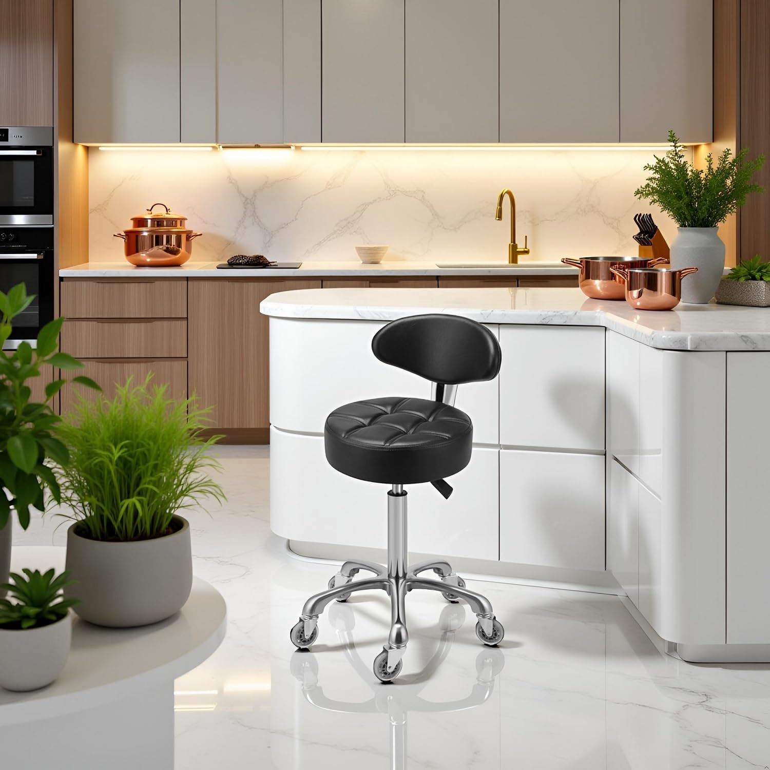 Kaleurrier swivel stool backrest provides supportive posture during long sessions