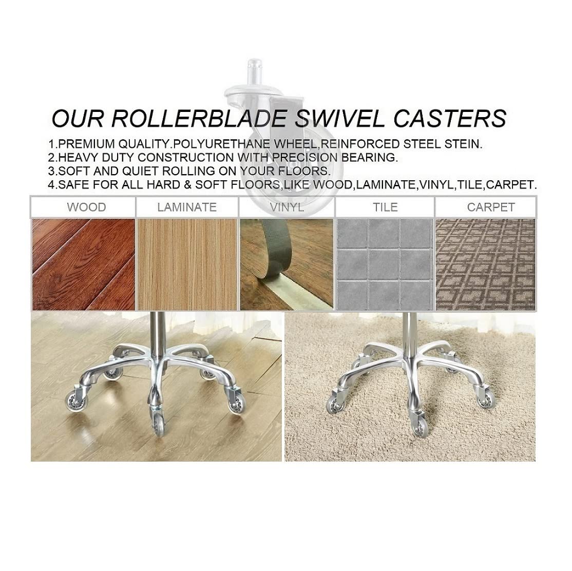 Kaleurrier swivel stool water- and oil-proof PVC leather for easy cleaning