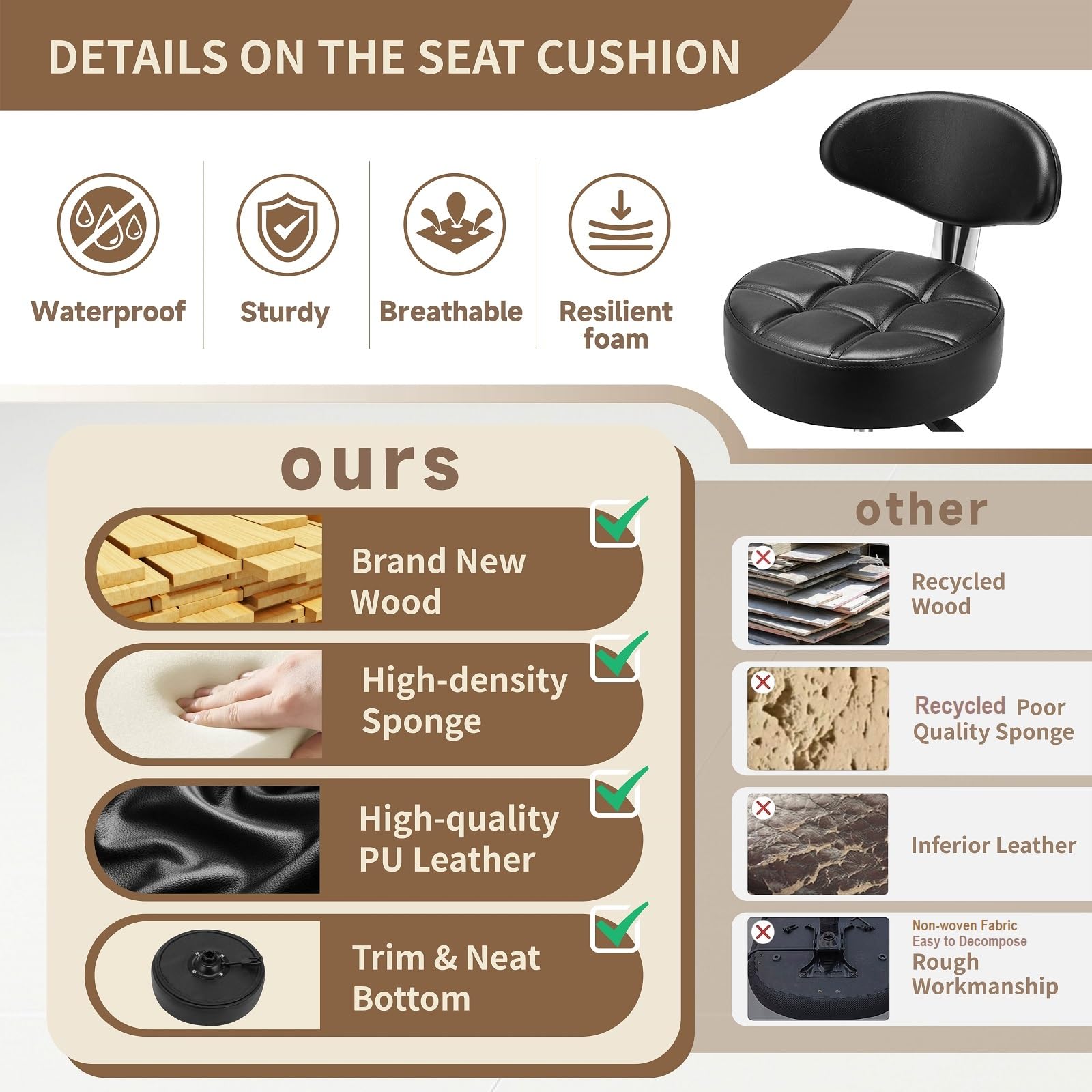 Kaleurrier swivel stool 400 lb weight capacity supports diverse users