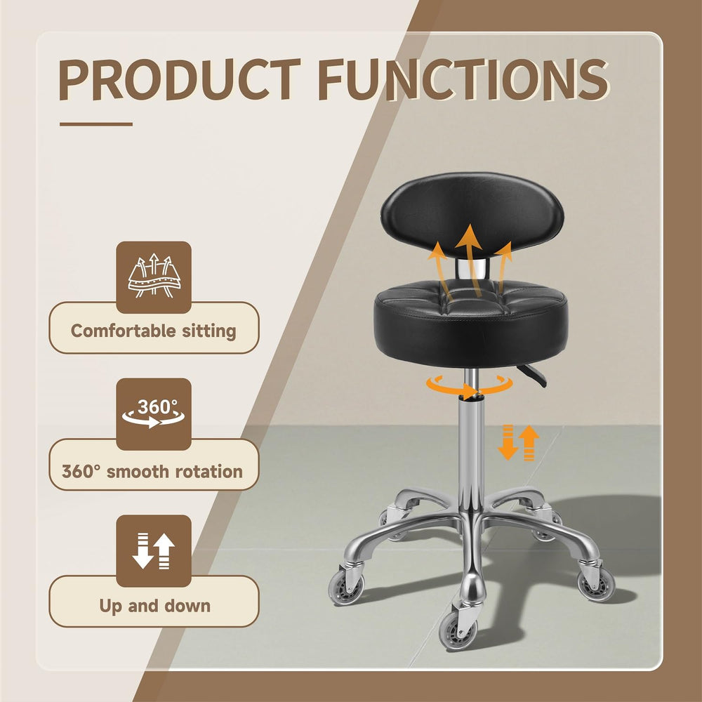 Kaleurrier swivel stool smooth polyurethane wheels roll quietly on floors