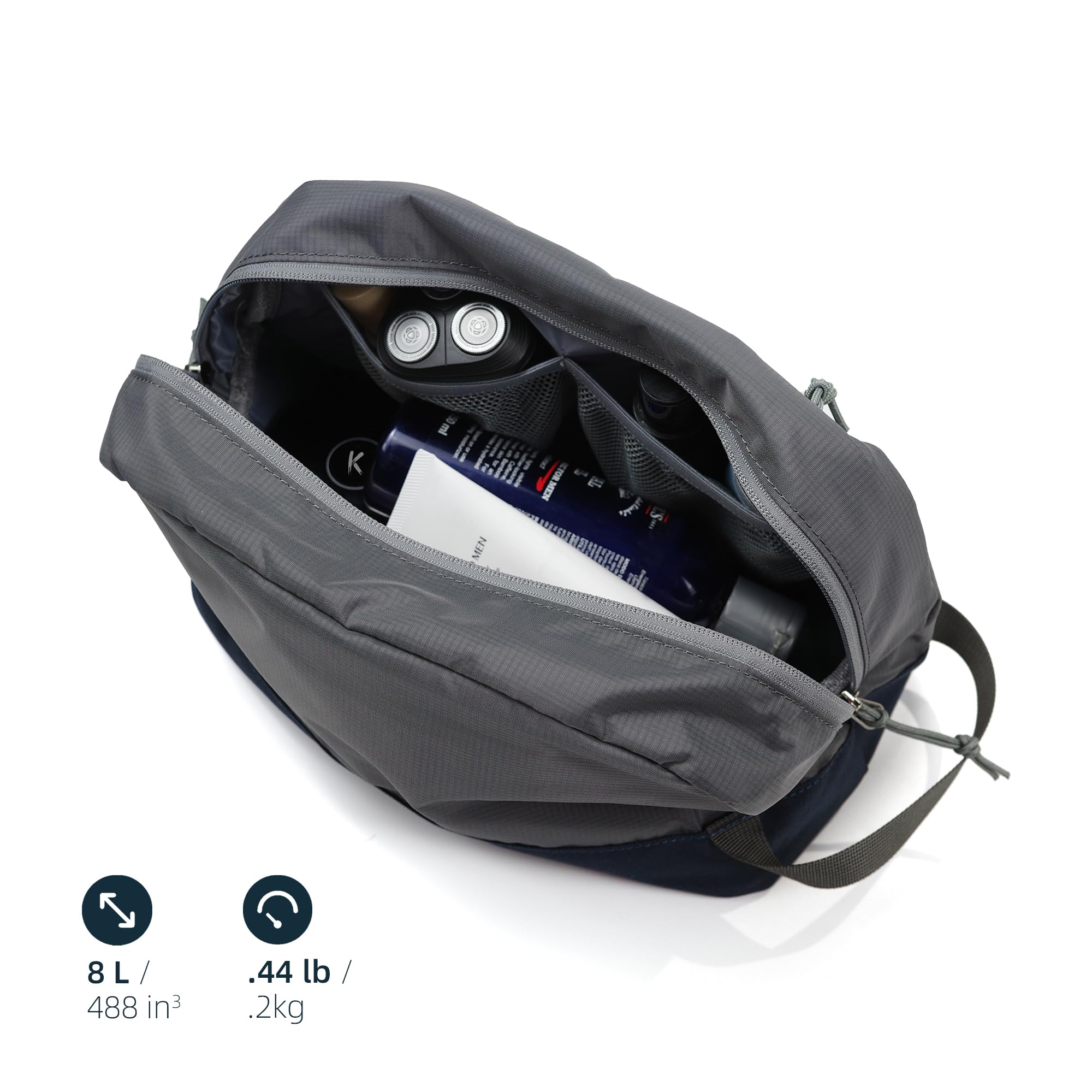KalgoTeal travel toiletry bag open view showing accessible compartments
