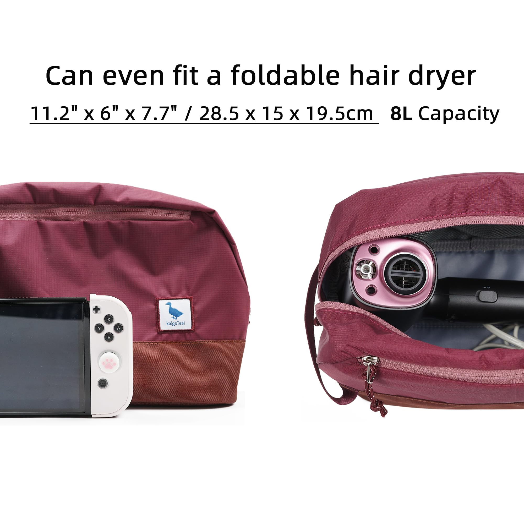 kalgoTeal travel toiletry bag 8L wide handle for comfortable carry