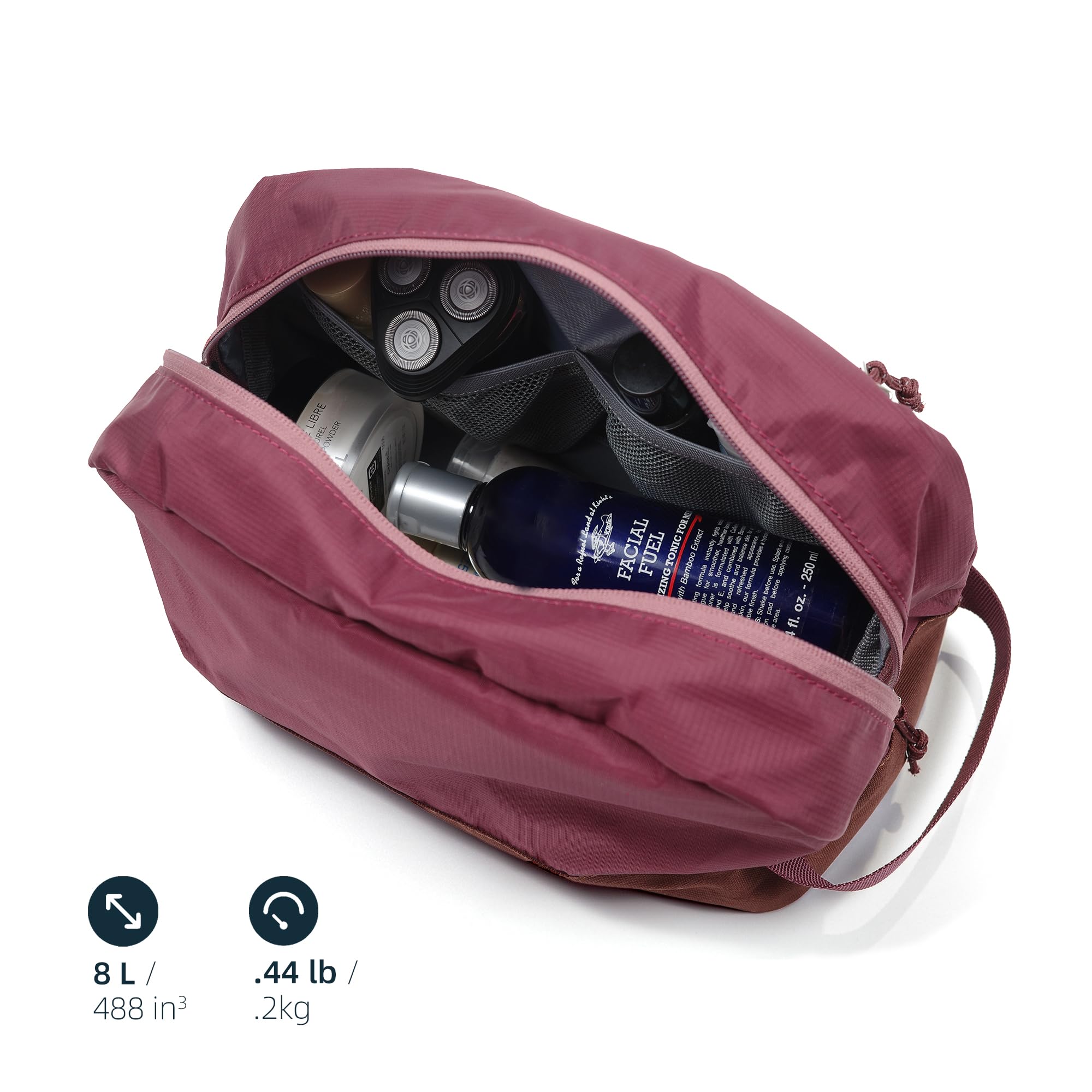 kalgoTeal travel toiletry bag 8L wet/dry pocket separates damp items