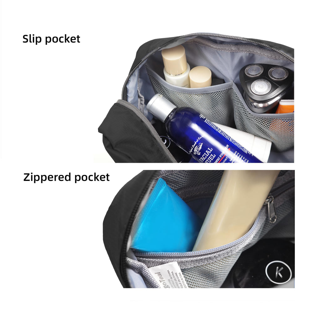kalgoTeal travel toiletry bag two-way zippers provide quick access