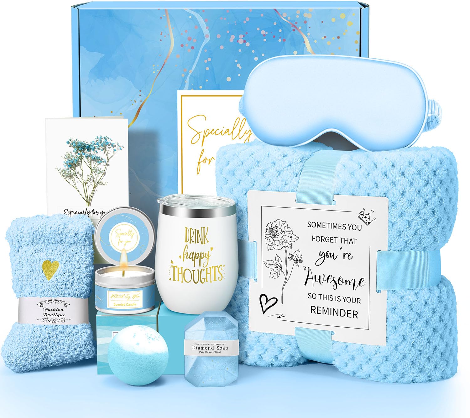 Kalokey Happy Birthday Gift Basket Blue—perfect for thoughtful celebration and pampering at home.